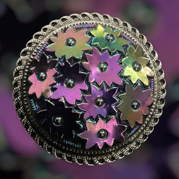 Western Germany Jewelry - 💖 Western Germany Iridescent Floral Scarf Clip 💖